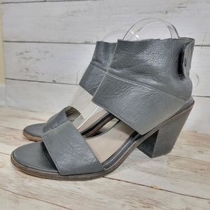 Eileen Fisher Arts Ankle Cuff Genuine Leather Open Toe Block High Heels